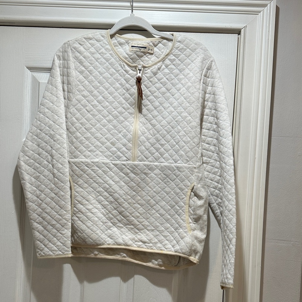 Women's Quilted Half-Zip Pullover Sweater - Cream